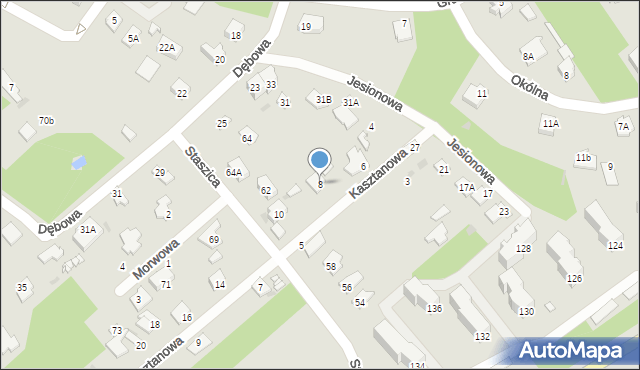 Milanówek, Kasztanowa, 8, mapa Milanówek