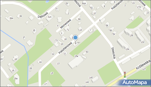 Milanówek, Kasztanowa, 9, mapa Milanówek