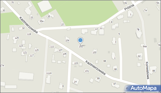 Milanówek, Kazimierzowska, 102, mapa Milanówek