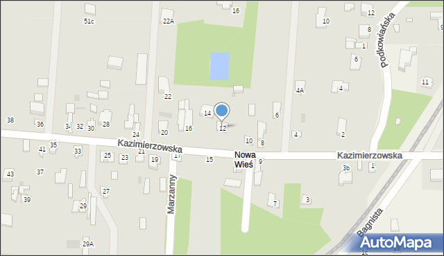 Milanówek, Kazimierzowska, 12, mapa Milanówek