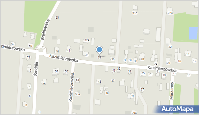 Milanówek, Kazimierzowska, 38, mapa Milanówek