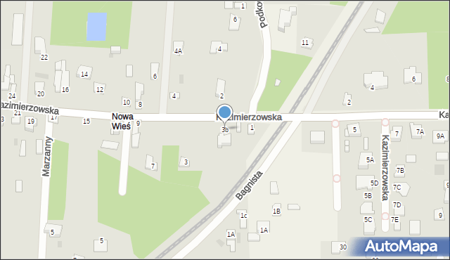 Milanówek, Kazimierzowska, 3b, mapa Milanówek