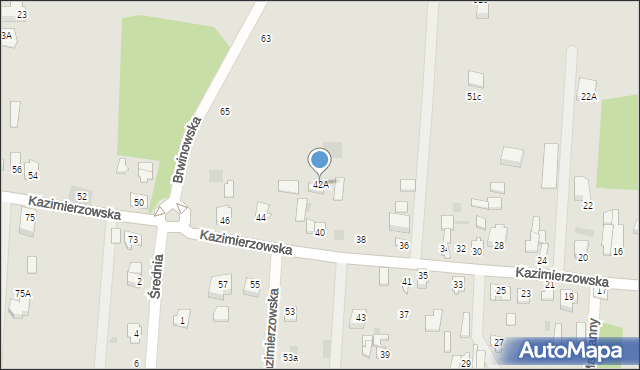 Milanówek, Kazimierzowska, 42A, mapa Milanówek