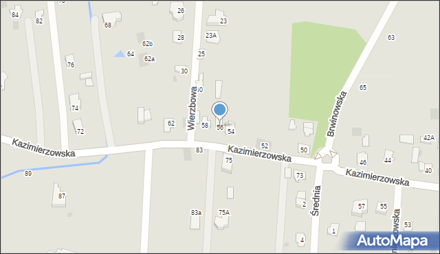 Milanówek, Kazimierzowska, 56, mapa Milanówek