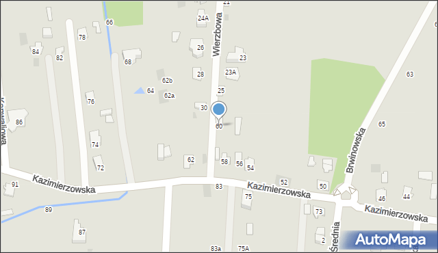 Milanówek, Kazimierzowska, 60, mapa Milanówek