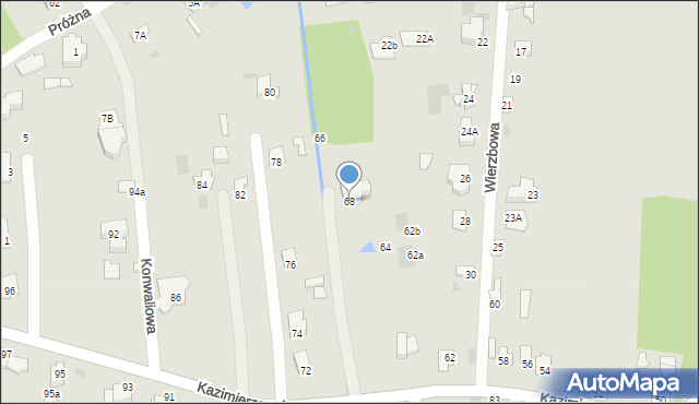 Milanówek, Kazimierzowska, 68, mapa Milanówek