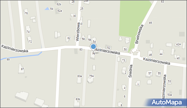 Milanówek, Kazimierzowska, 75, mapa Milanówek