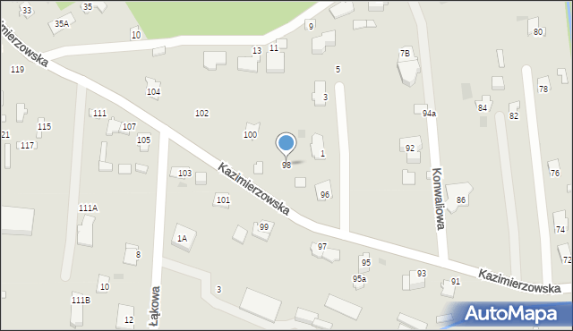 Milanówek, Kazimierzowska, 98, mapa Milanówek