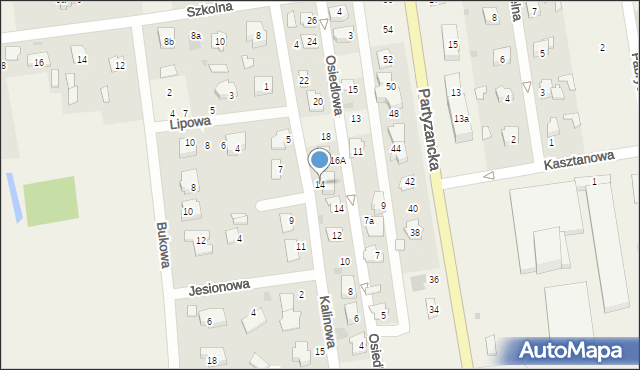 Milejów-Osada, Kalinowa, 14, mapa Milejów-Osada