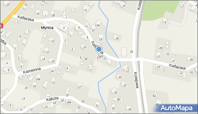 Milówka, Kaflarska, 12b, mapa Milówka