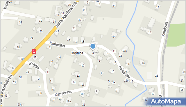 Milówka, Kaflarska, 4, mapa Milówka