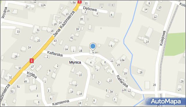 Milówka, Kaflarska, 7, mapa Milówka