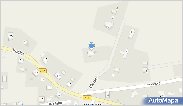 Minkowice, Kasztanowa, 3, mapa Minkowice
