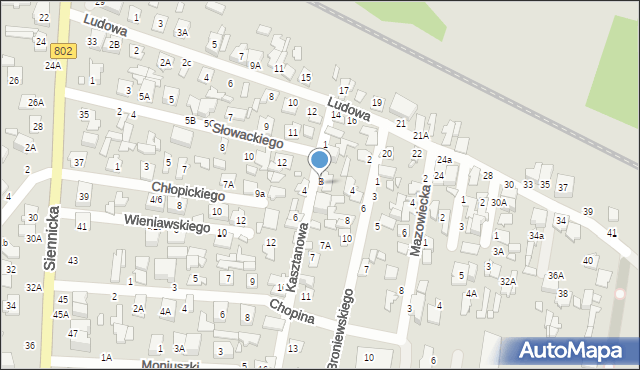 Mińsk Mazowiecki, Kasztanowa, 3a, mapa Mińsk Mazowiecki