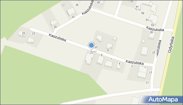 Miszewko, Kaszubska, 11, mapa Miszewko