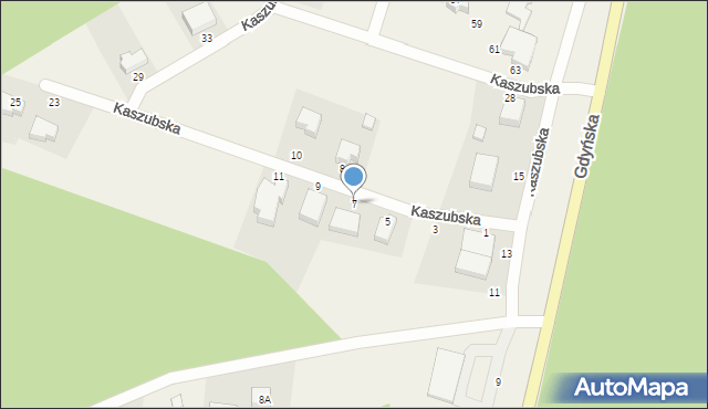 Miszewko, Kaszubska, 7, mapa Miszewko
