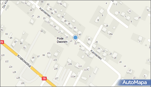 Młoszowa, Kamieniec, 11, mapa Młoszowa