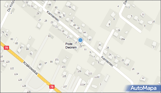 Młoszowa, Kamieniec, 13, mapa Młoszowa