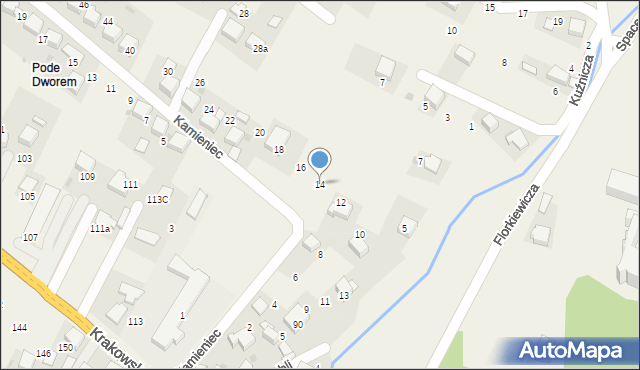 Młoszowa, Kamieniec, 14, mapa Młoszowa