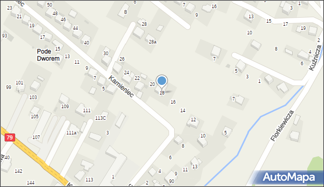 Młoszowa, Kamieniec, 18, mapa Młoszowa