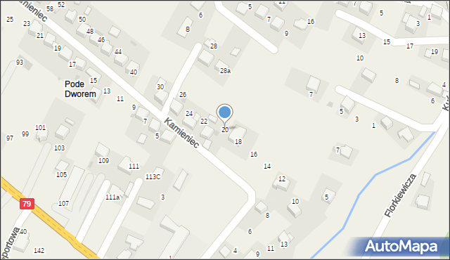 Młoszowa, Kamieniec, 20, mapa Młoszowa