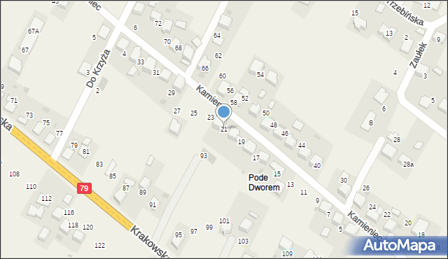 Młoszowa, Kamieniec, 21, mapa Młoszowa