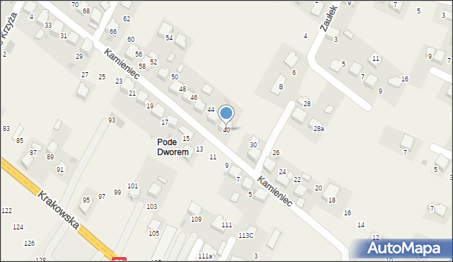 Młoszowa, Kamieniec, 40, mapa Młoszowa