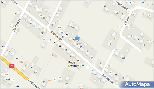 Młoszowa, Kamieniec, 48, mapa Młoszowa