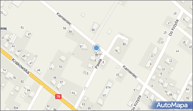 Młoszowa, Kamieniec, 55, mapa Młoszowa