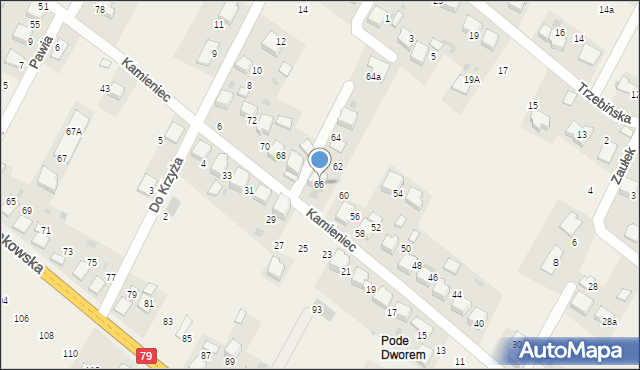 Młoszowa, Kamieniec, 66, mapa Młoszowa