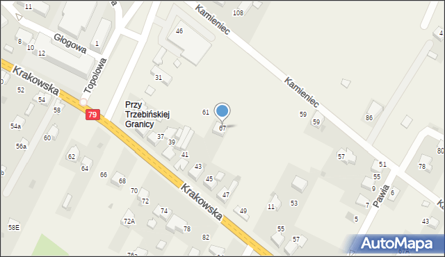 Młoszowa, Kamieniec, 67, mapa Młoszowa