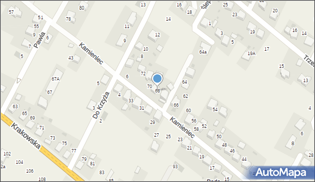 Młoszowa, Kamieniec, 68, mapa Młoszowa