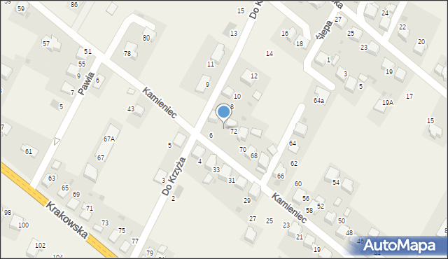 Młoszowa, Kamieniec, 74, mapa Młoszowa