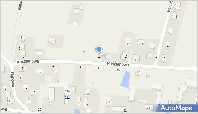 Mnichowice, Kasztanowa, 11, mapa Mnichowice