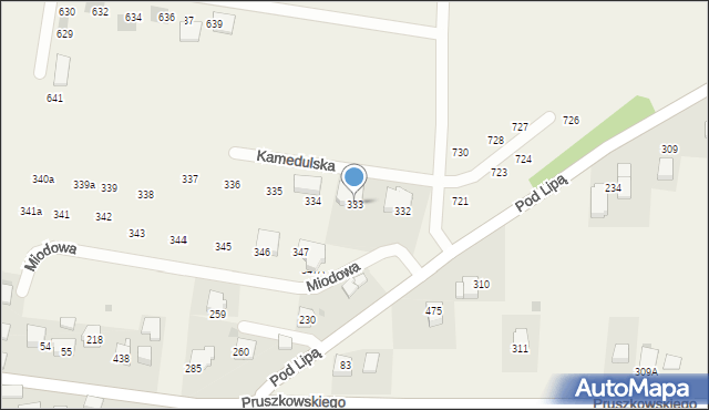 Mników, Kamedulska, 5, mapa Mników