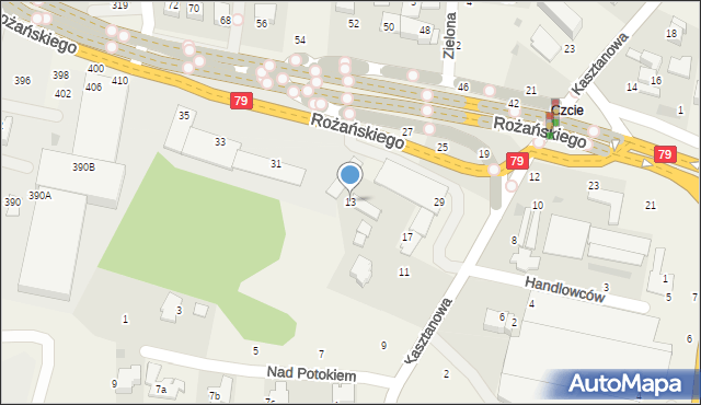 Modlniczka, Kasztanowa, 13, mapa Modlniczka