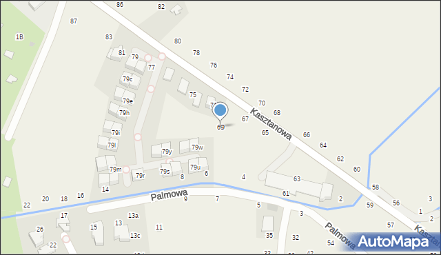 Modlniczka, Kasztanowa, 69, mapa Modlniczka