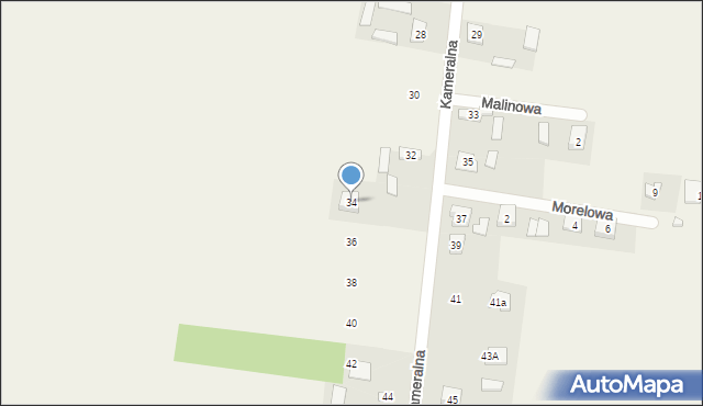 Mokra Wieś, Kameralna, 34, mapa Mokra Wieś