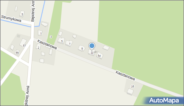 Mokre, Kasztanowa, 11, mapa Mokre