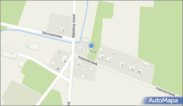 Mokre, Kasztanowa, 3, mapa Mokre