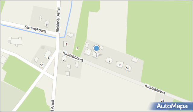 Mokre, Kasztanowa, 7, mapa Mokre