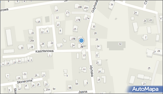 Mosty, Kasztanowa, 2B, mapa Mosty