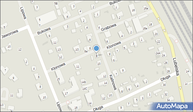 Mrągowo, Kalinowa, 8, mapa Mrągowo