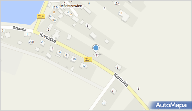 Mściszewice, Kartuska, 1, mapa Mściszewice