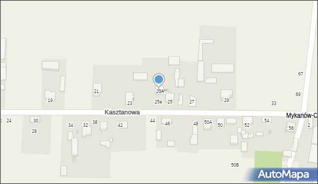 Mykanów, Kasztanowa, 23A, mapa Mykanów