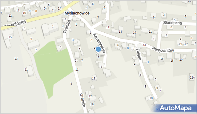 Myślachowice, Kasztanowa, 6, mapa Myślachowice