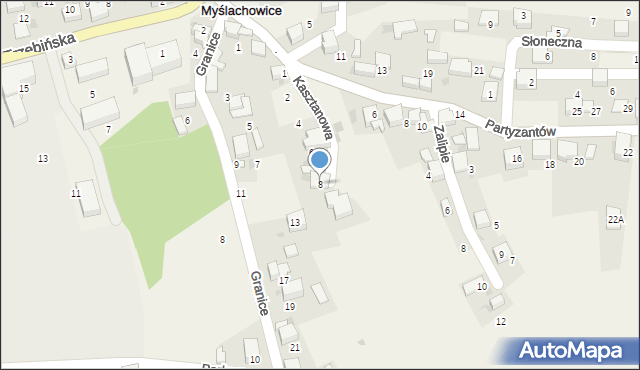 Myślachowice, Kasztanowa, 8, mapa Myślachowice