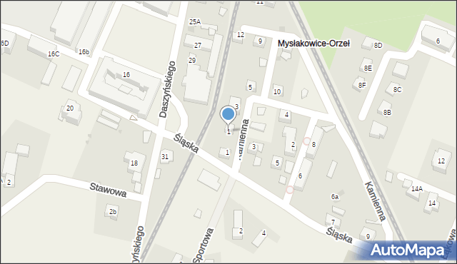 Mysłakowice, Kamienna, 1, mapa Mysłakowice