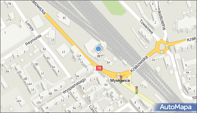 Mysłowice, Katowicka, 8B, mapa Mysłowice