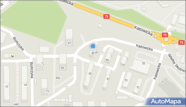 Mysłowice, Katowicka, 61, mapa Mysłowice